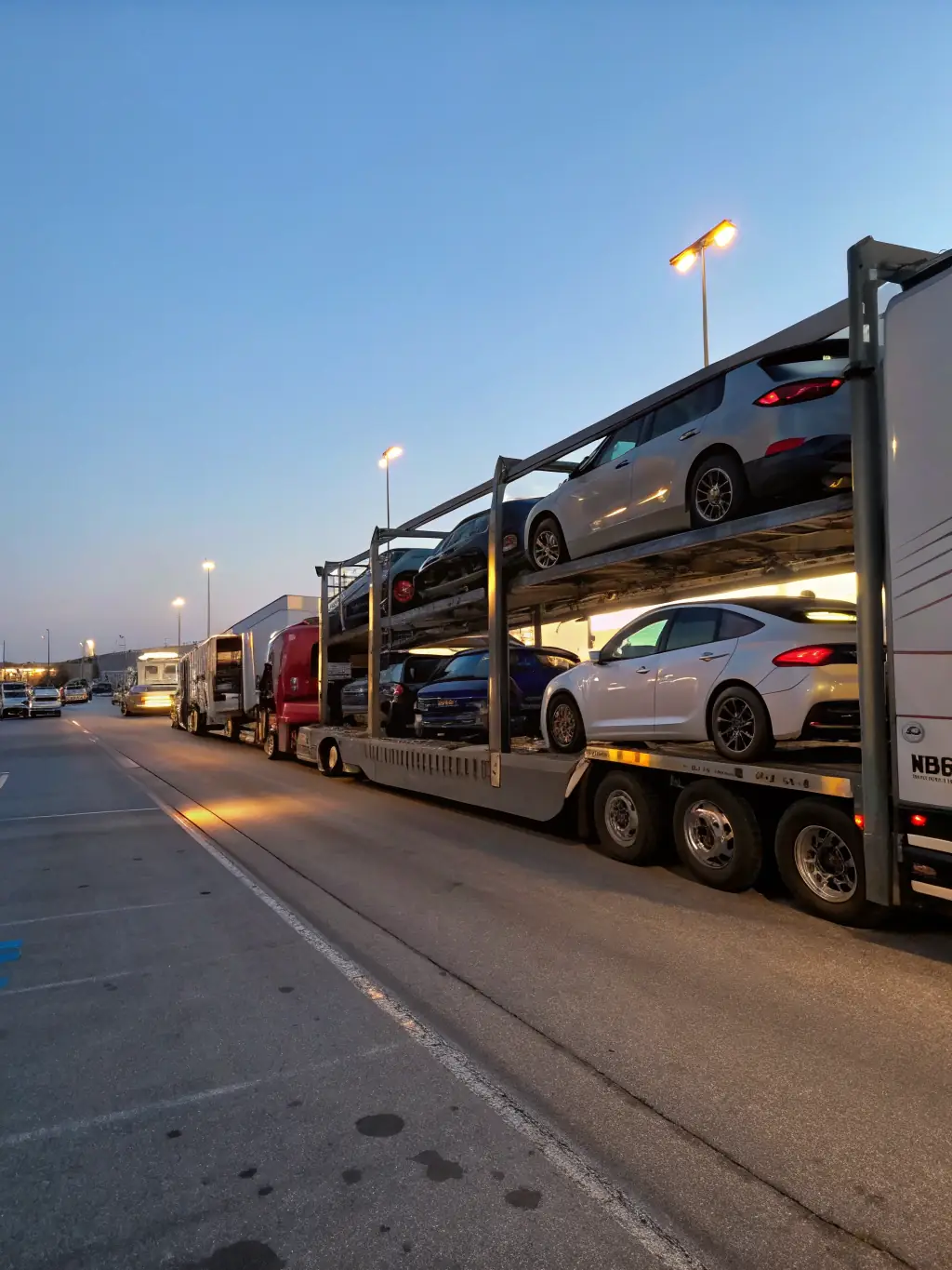 A diverse collection of cars being loaded onto a train, representing efficient and reliable vehicle transportation services.